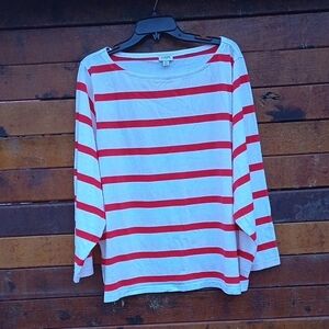 J. Crew Long Sleeve Top with RED and WHITE